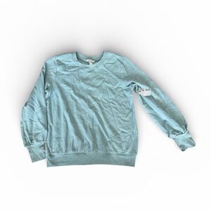 Nine West Women's Light Blue Crew Neck bubble sleeve Sweater